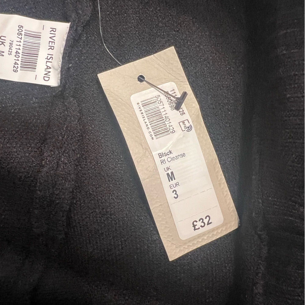 River Island Womens Black Knit Wide Leg Culotte Trousers Drawstring New Size M - Picture 4 of 7